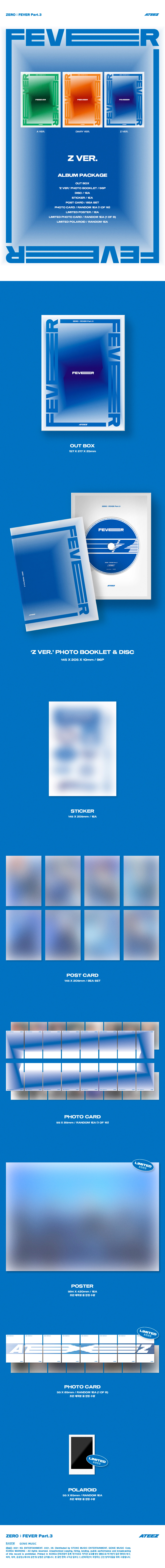 【6月5日まで値下げ】ATEEZ kpopstore FEVER part3 ATEEZ - Zero : Fever Part. 3 [626] Album version Z